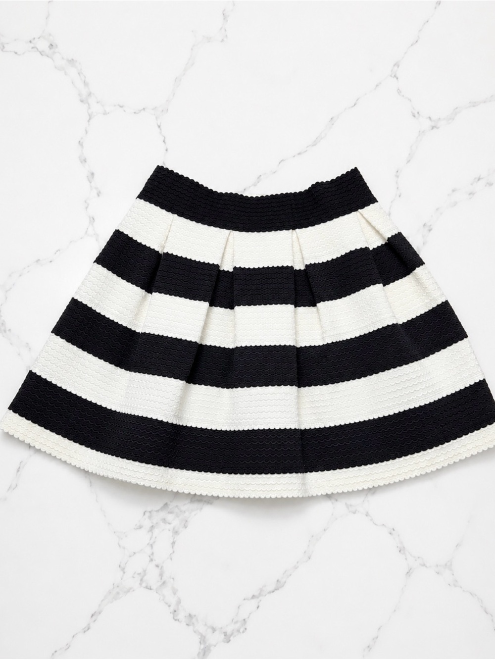 Alythea Black & White Striped Full Circle Skirt